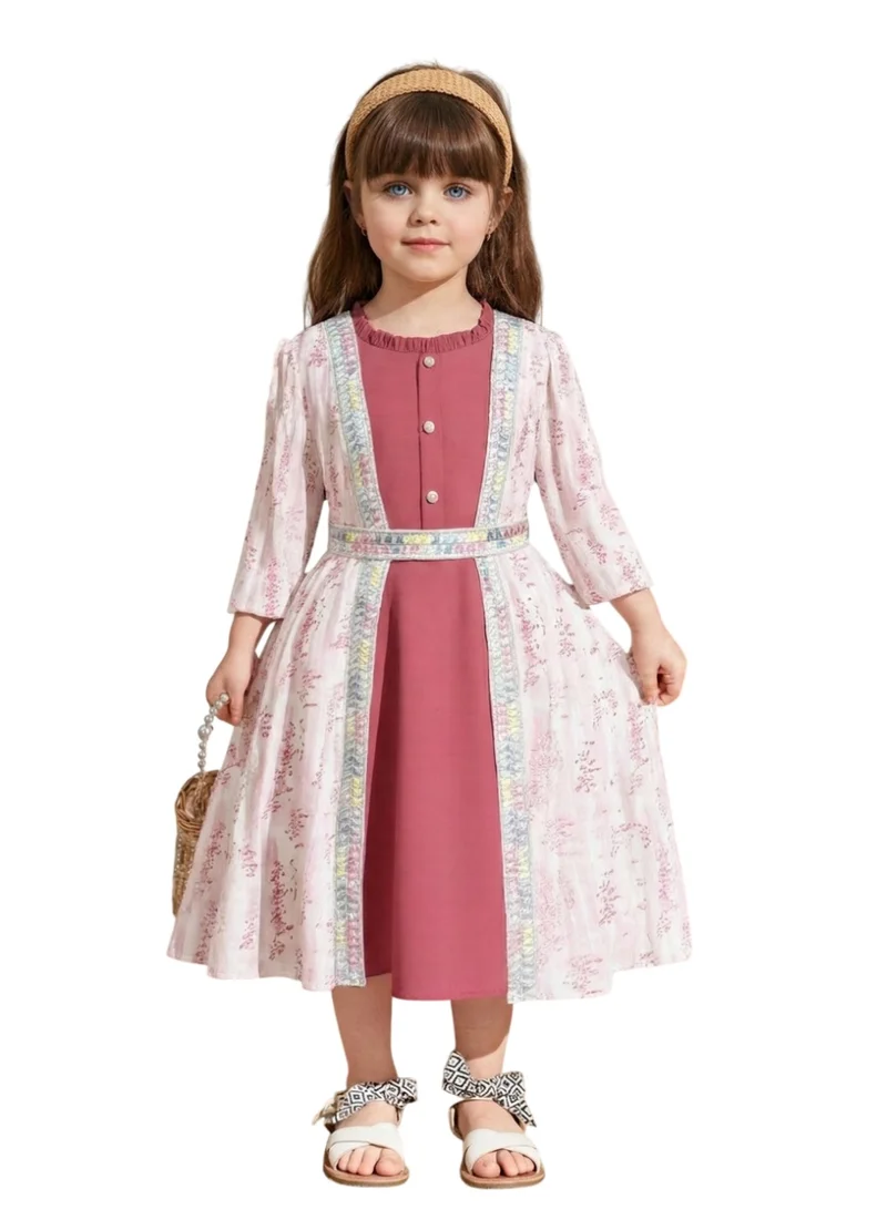 بيداني Yasmin Brown Red Kaftan Jalabiya